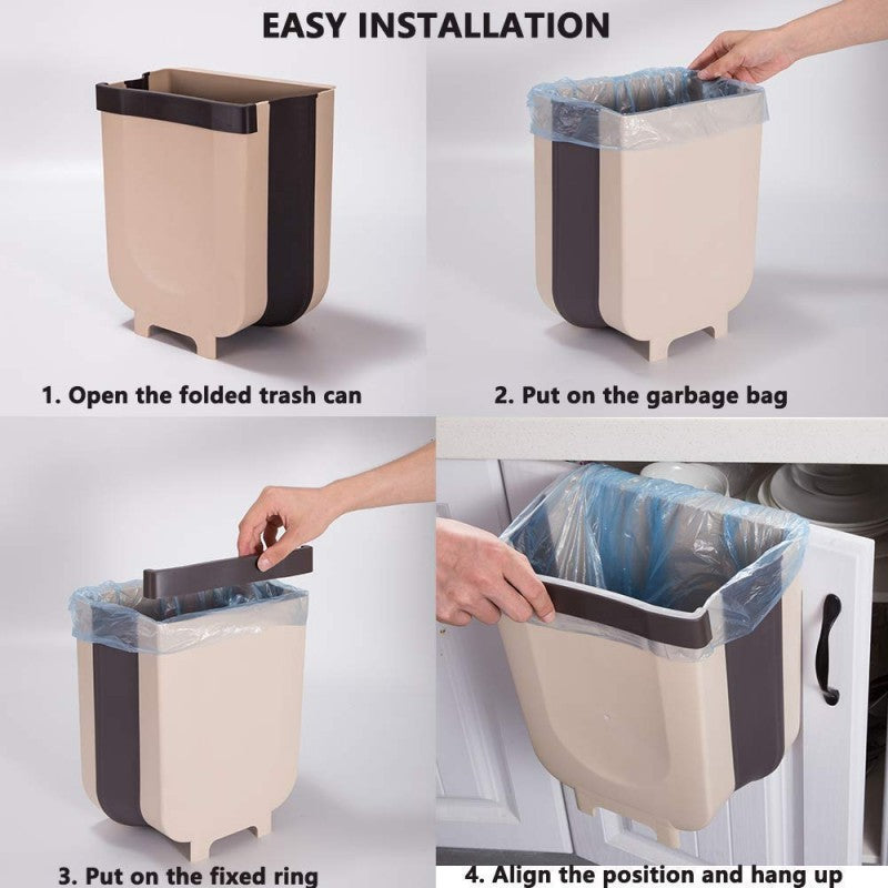 Big size Hanging Trash Can Kitchen Cabinet Door Collapsible Dust Bin, Hanging Trash Holder Dustbin