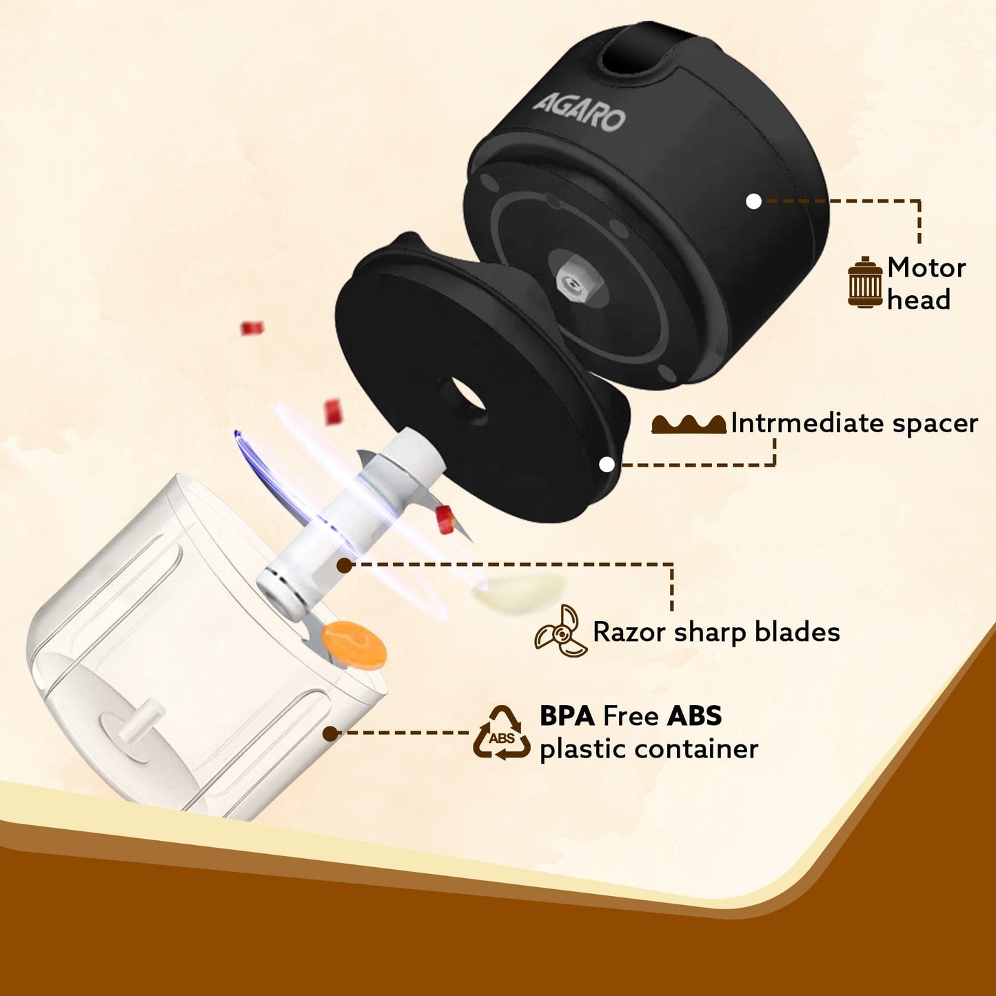 Elite Rechargeable Mini Electric Chopper, 250 Ml, Black