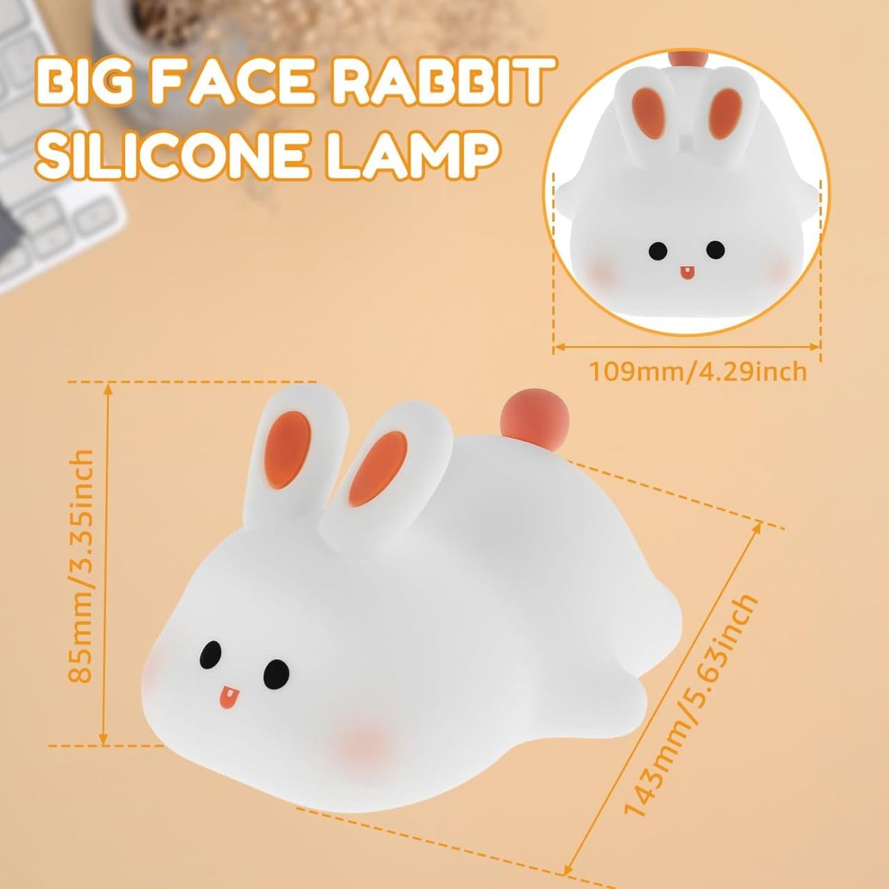 USB Rechargeable Cute Rabbit Silicon LED Lamp Light