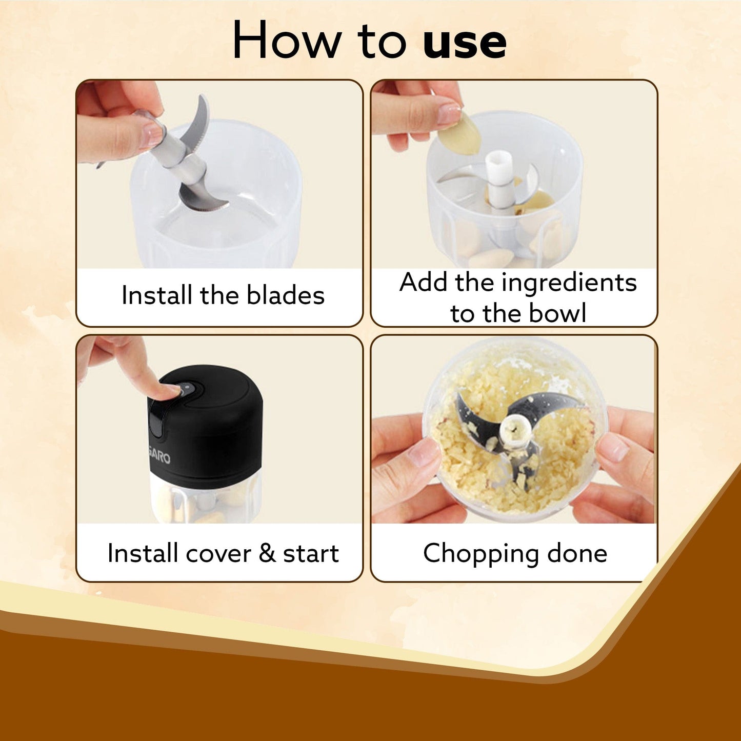 Elite Rechargeable Mini Electric Chopper, 250 Ml, Black