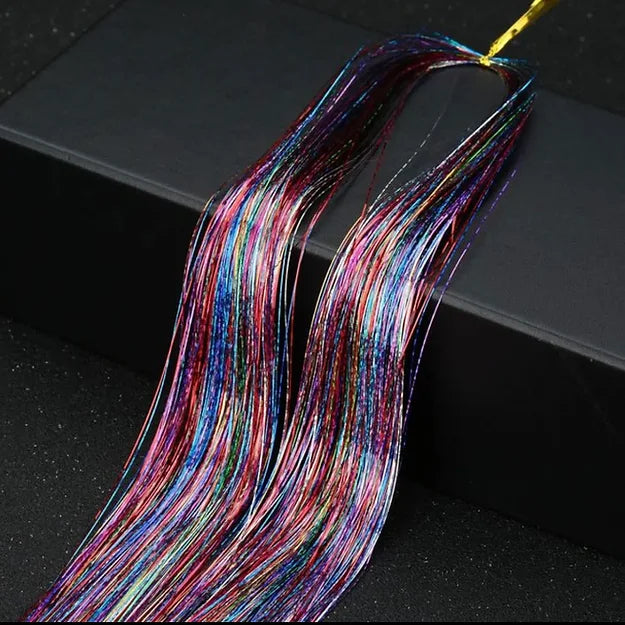Hair Tinsel Shiny Glitter Hair Extensions ( Rainbow Colors )