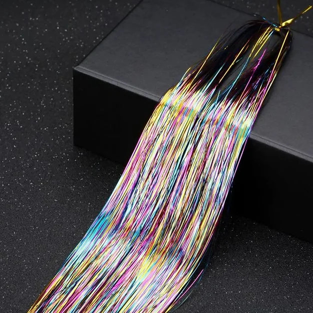 Hair Tinsel Shiny Glitter Hair Extensions ( Rainbow Colors )