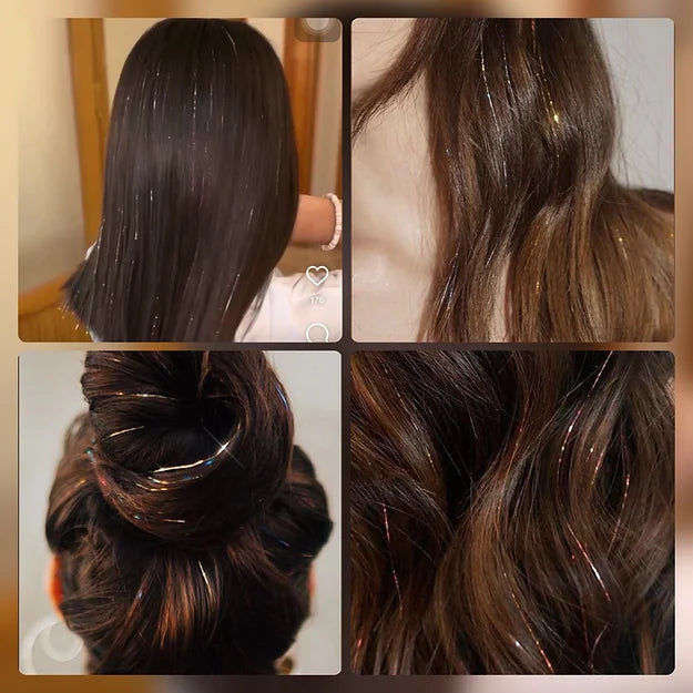 Hair Tinsel Shiny Glitter Hair Extensions ( Rainbow Colors )