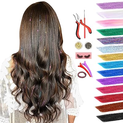 Hair Tinsel Shiny Glitter Hair Extensions ( Rainbow Colors )