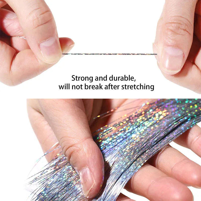 Hair Tinsel Shiny Glitter Hair Extensions ( Rainbow Colors )