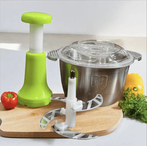 Multi-Functional Manual Hand Push Vegetable Chopper Cutter – 2L (Stainless Steel Bowl)